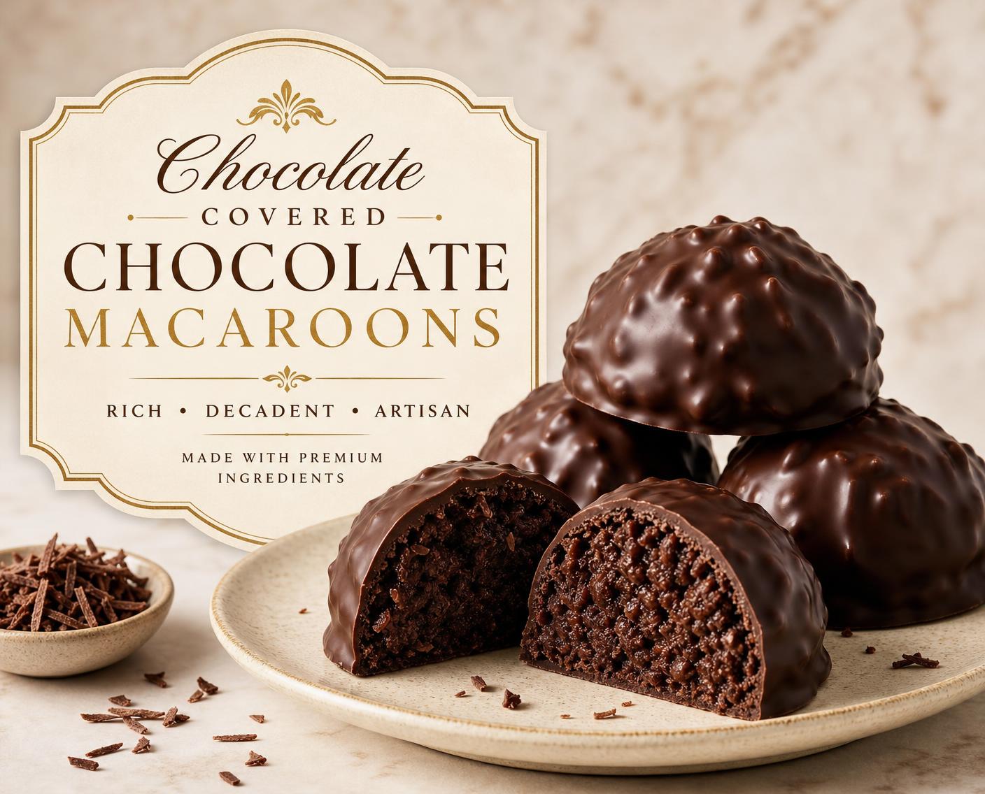 Chocolate Covered Chocolate Macaroons
