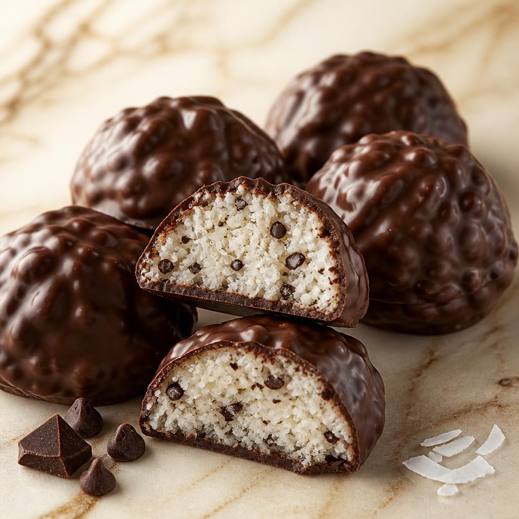 Chocolate Covered Chocolate Chip Macaroons