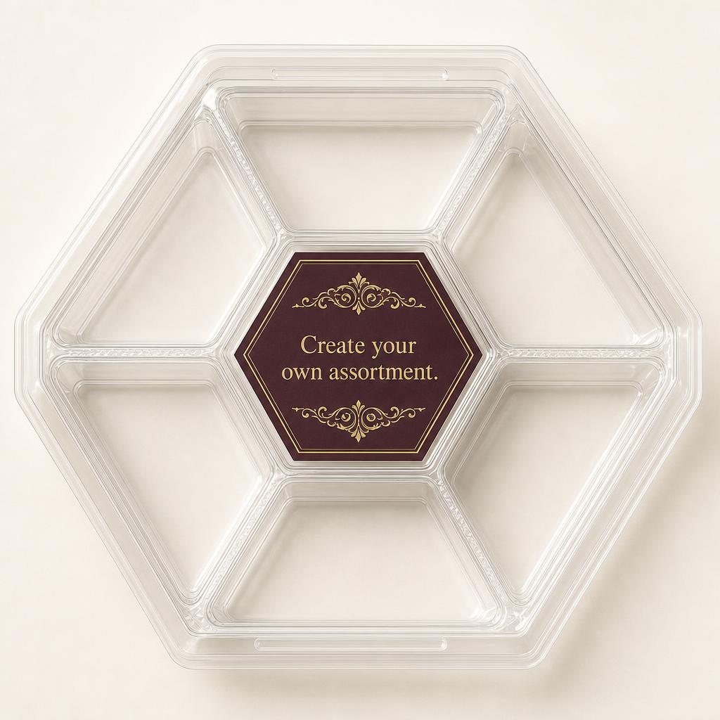 Empty six-section octagon gift platter — create your own assortment